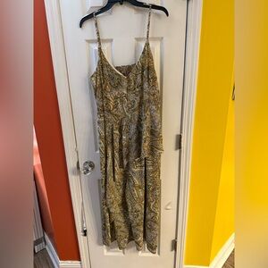 Emma & Michele Paisley Print Spaghetti Strap Culottes Jumpsuit w/Cut-out back,XL